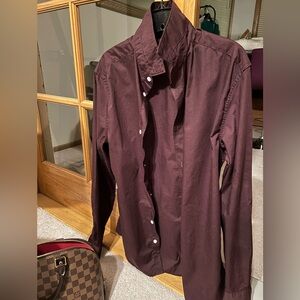H&M Men’s Slim Fit Easy Iron Dress Shirt M Burgundy Oxblood